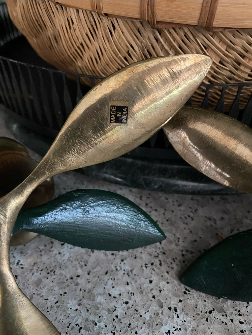 Pair Vintage Solid Brass “Leaf” Candle Sticks/Holders